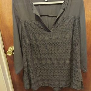 Meera Lane 2X Black Dressy Blouse 3/4 Sleeve